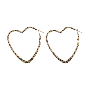 Herzförmige Creolen im Retro-Leopardenmuster-Stil mit goldenem Finish für Damen-Mode