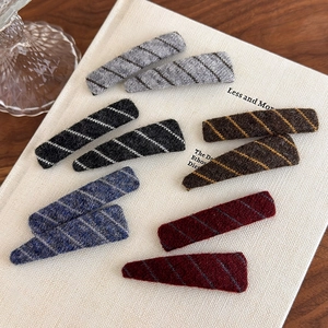 Vintage diagonal stripe plush hair clips set of 10 in retro knit fabric colors