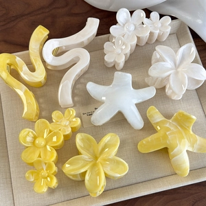 Flower Starfish Hair Claws Plastic Acetate Style Korean Simple Hair Clips For Women Vacation Beach Daily Hair Accessories