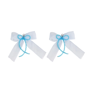 Lot de 2 nœuds de chaussure en résille bleue avec perles de cristal et fermoirs mousquetons