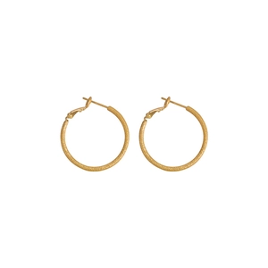 Minimalist large gold hoop earrings with a fine shimmering frosted finish for women
