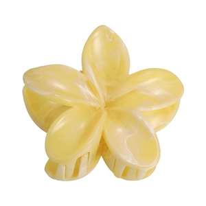 Minimalist yellow acetate flower hair claw clip with marble texture and starfish design