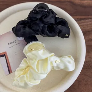 Elegant Mesh Fabric Pleated Hair Claw Clip Large Korean Style Organza Hair Accessory For Women Girls Decorative Styling Tool