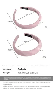 Detail view of pink striped fabric headbands showing 2cm and 3cm width specifications