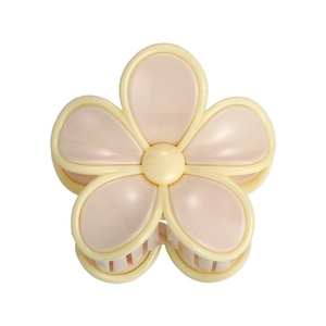 Pince à cheveux fleurie crème et rose, design brillant à cinq pétales pour un style frais