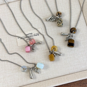 Elegant adjustable grape-cluster necklace with natural stone pendants and silver beads