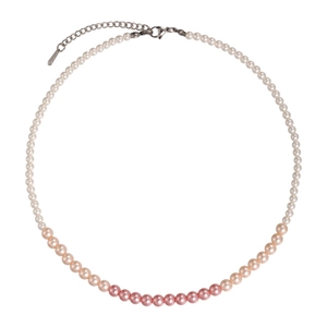 Elegant gradient pearl necklace with white to pink tones and adjustable clasp