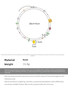 Tableau des tailles détaillé d'un collier de perles colorées avec pendentif citron