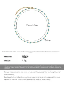 Detail of 37cm faceted green natural stone beaded necklace with 5.5cm gold adjustment chain