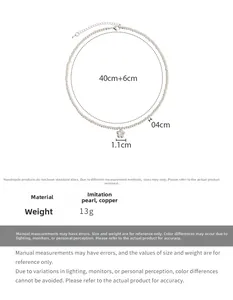 Detailed size specifications for pearl flower necklace with 40cm length and 1.1cm pendant