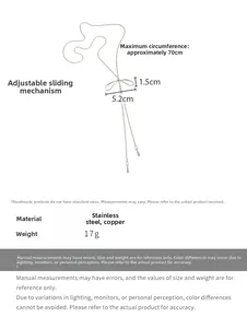 Détails de taille du collier nœud argenté avec longueur de 70cm et un poids de 17g
