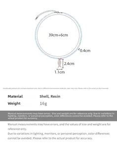 Guide des dimensions du collier de perles océan avec pendentif poisson en coquille