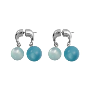 Schicke blaue Kugelohrringe mit eisigen Sphären und silbernen gebogenen Steckern