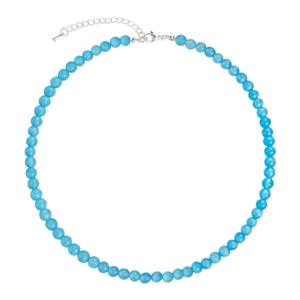 Summer blue cat eye stone flower necklace with adjustable silver lobster clasp