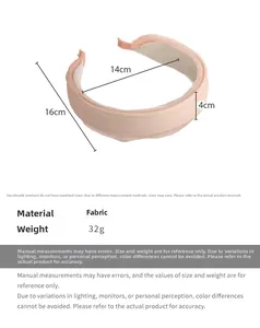 Detail view of pink fabric wide headband showing 4cm width and 16cm height dimensions