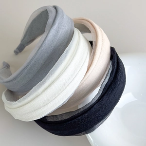 Set of four chiffon padded headbands in black, white, grey and beige for women