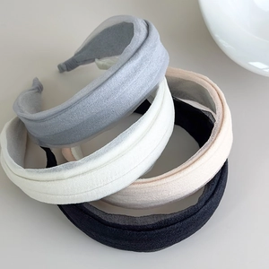 Elegant wide tulle padded headbands for women in grey, white, pink and black set