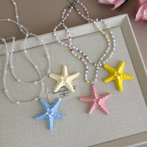 Colorful starfish beaded necklace set with summer beach style for island vacation accessories