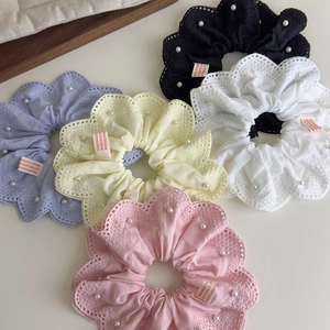 Chouchous à Cheveux en Dentelle et Künstliche Perles Style Coréen Frais Doux en Tissu Élastiques à Cheveux Femme Accessoires de Coiffure