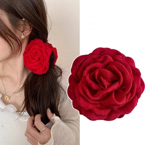 Eleganter Stoff Rose Blume Haarkralle Clip Große Kleine Kamelie Haarnadeln Für Hochzeit Party Tägliche Dekoration Französisch Schick Damen Haarschmuck