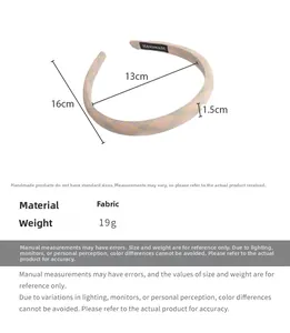 Detailed dimensions of pink and yellow plaid fabric headband showing 1.5cm width and 13cm diameter