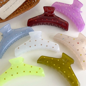 Pinza para el Cabello Grande de Acrílico con Diamantes de Imitación Color Gelatina Estilo Francés Accesorios Elegantes para Mujer