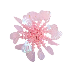 Pink crystal flower shoe charm with translucent shell petals for DIY clogs decoration