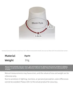 Size specifications for agate beaded necklace with white pearls and extender chain