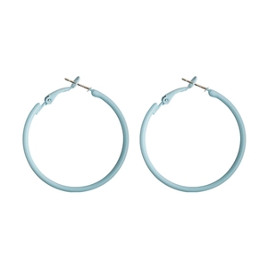 Minimalist sky blue matte hoop earrings for women with polished latch closures