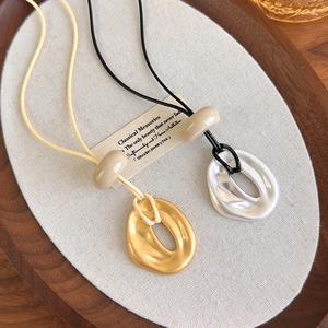 Minimalist geometric irregular pendant necklaces with adjustable braided cord chains