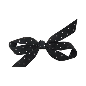 Barrette à cheveux à pois noirs et blancs avec nœud en tissu style minimaliste