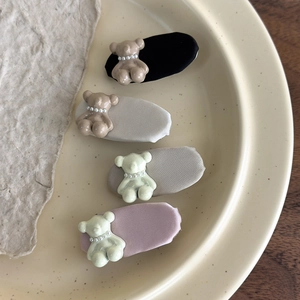 Niedliches 3D-Bären-Haarspangen-Set in Schwarz, Grau, Taupe und Rosa für Damen