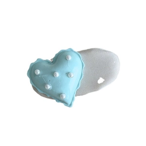 Barrette à cheveux cœur bleu crème avec perles blanches et bords ondulés pour femme