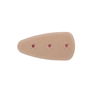 French vintage iridescent acetate drop hair clip with pink rhinestones and gold glitter