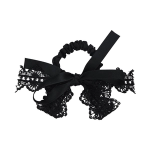 Chouchou élégant en dentelle noire avec nœud pour coiffures de style français