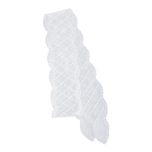 Elegant white lace ribbon with wavy edges and floral embroidery for hair or DIY crafts
