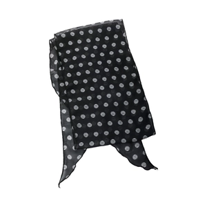 Classic black and white polka dot silk scarf with subtle water ripple texture design