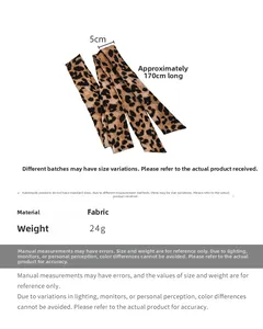 Detailed specs for leopard print fabric scarf, measuring 170cm by 5cm for versatile styling