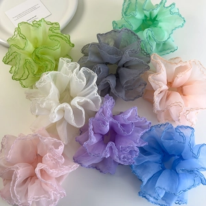 Chouchous XL en organza multicolore avec bords volantés pour coiffure féminine