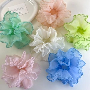 Lot de chouchous en organza froissé aux tons menthe, rose, blanc et bleu