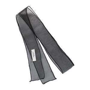 Ruban de cheveux élégant en organza noir translucide avec étiquette de marque brodée