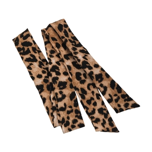 Versatile leopard print long silk scarf for women in brown and black autumn aesthetic