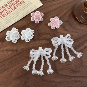 Charming pink ribbon bow shoe clips with crystal beaded charms for ballet sneakers decor