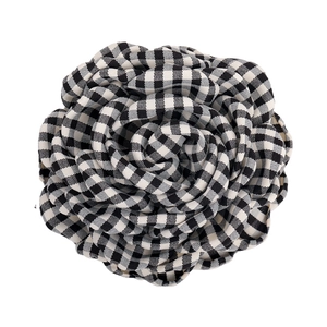 French vintage checkered fabric flower hair claw clip for elegant women hairstyles