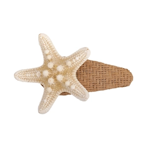 Natural starfish hair clip with raffia weave base for beach holiday accessories