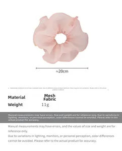 Detailed sizing chart for pink oversized mesh fabric scrunchie with 20cm diameter