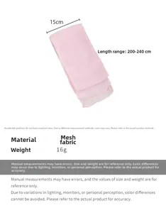 Detail view of 15cm wide pink mesh scarf with lightweight translucent texture on white background
