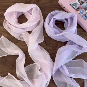 Minimalist soft chiffon long scarf set in pastel pink and light purple colors