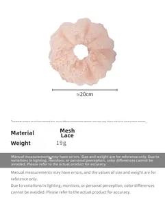 Pink lace mesh hair scrunchie detailing 20cm diameter and lightweight 19g design