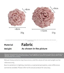 Guide des tailles pour pinces à cheveux rose en tissu avec dimensions et poids